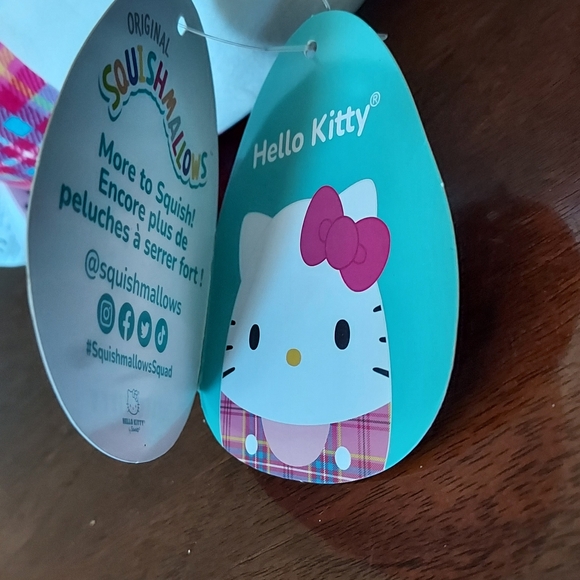 Squishmallows Sanrio Hello Kitty Pink Bow Plaid Plush Doll Tags 7 Inches 2023 - Picture 8 of 10